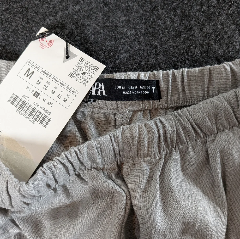 Zara Light Gray Linen pants - Picture 4 of 10